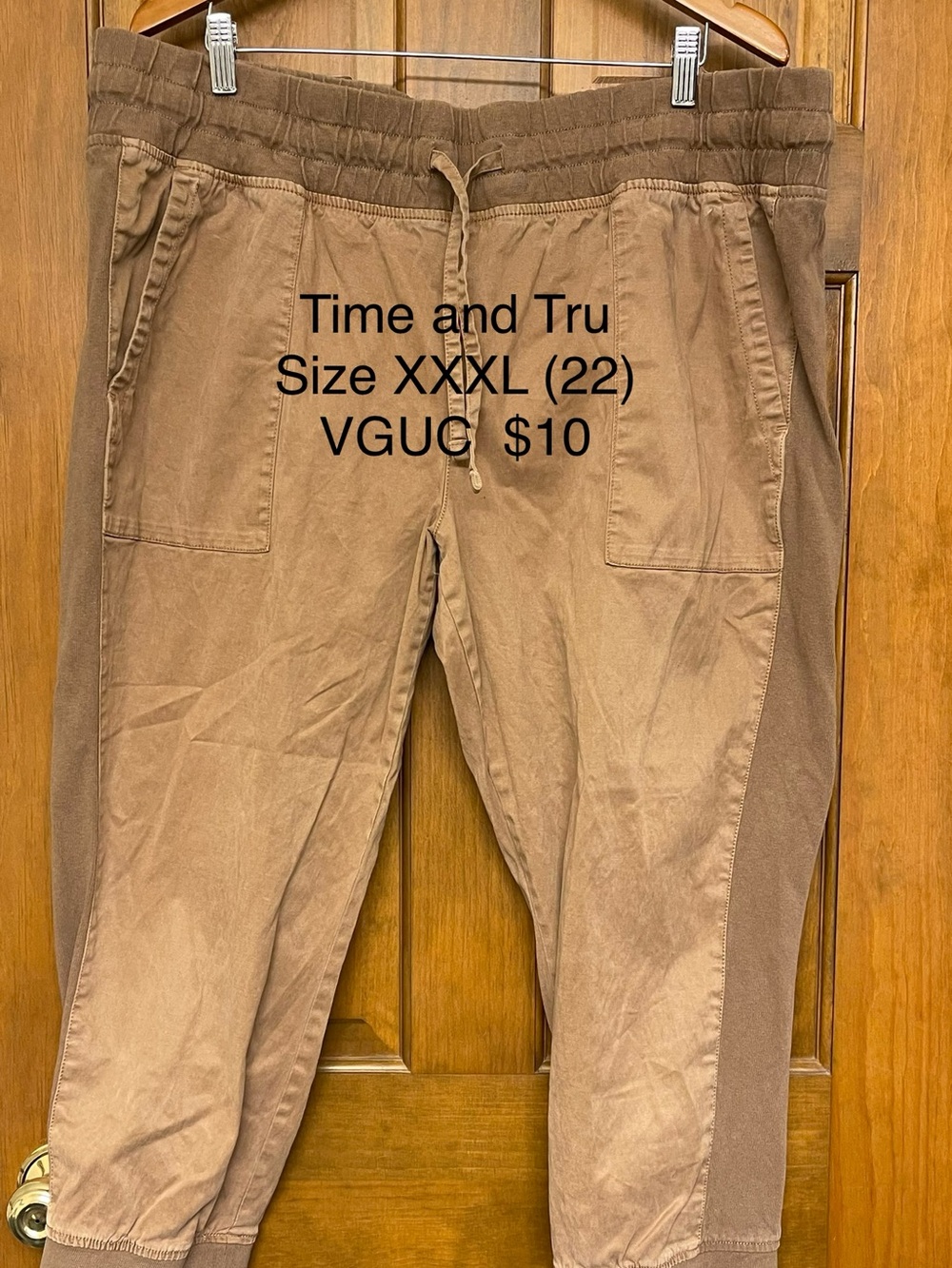 Time and Tru Women's Two-Tone Brown Drawstring Joggers